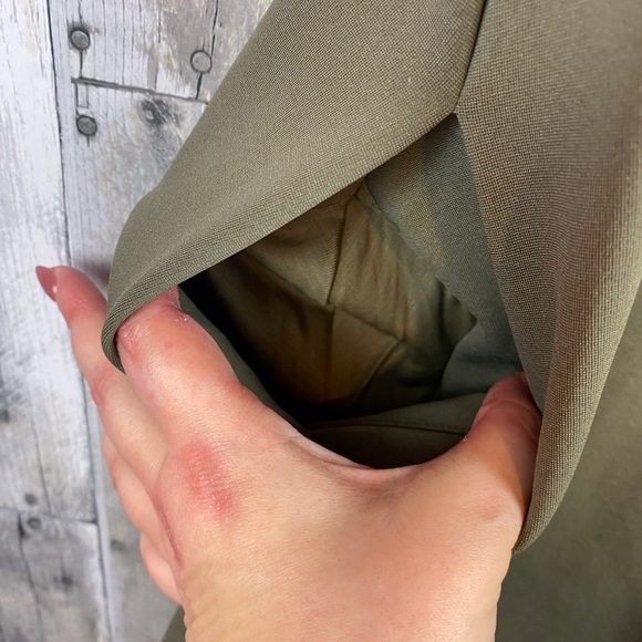 COS Knit Ruffle Sleeve A Line Dress in Army Olive Green Size Small. - Picture 4 of 9